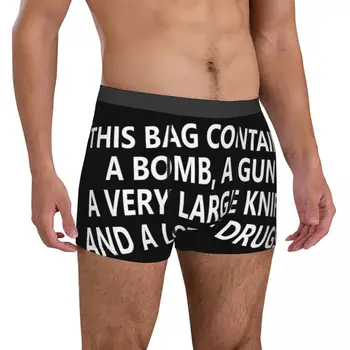 Pistol de Lenjerie de corp această pungă conține o bombă, o armă și o mulțime de medicamente de Imprimare Boxershorts de sex Masculin Chiloți Respirabil pantaloni Scurți, Șorturi