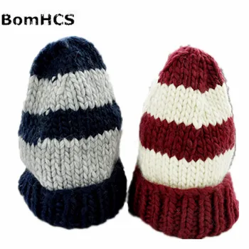 BomHCS Unisex Toamna Iarna 100% Handmade Tricotate Beanie Tricot Croșetat Pălărie De Schi Supradimensionate Cap Cald Dungi Mari Pălărie