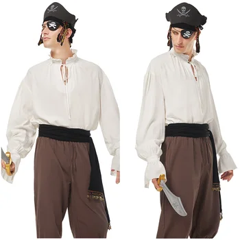 Medieval Pirat Cosplay Negru/Rosu Centura Pălărie Costum Set De Accesorii