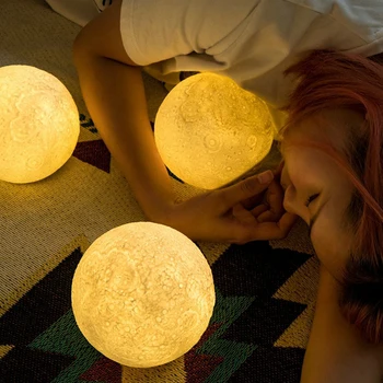 3D Lampa-și schimba Culoarea Luna Lampă Lumina de Noapte Dormitor Lampa Senzor Lumini de Basm pentru Ramadan Decor Acasă Copiii lumini