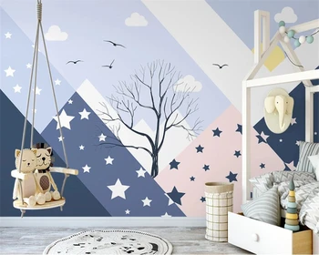 beibehang Personalizate Nordic moderne de mână-pictat simplu vârf de munte cameră copii de fundal papel de parede tapet