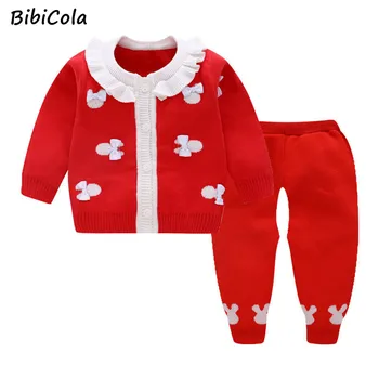 Toamna Toddler Girls Îmbrăcăminte Set Pulover + Pantaloni 2 buc/Costum pentru Fete Costum Tricot Gros, Cald Iarna pentru Copii Fete de Îmbrăcăminte