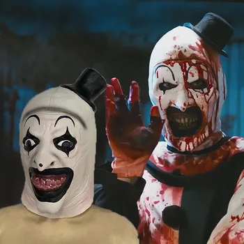 Film Terrifier Cosplay Masca Horror De Halloween Masca Criminal Joker Înfricoșător Pălării Clovn Din Latex Casca Bal Mascat Cu Costume Prop