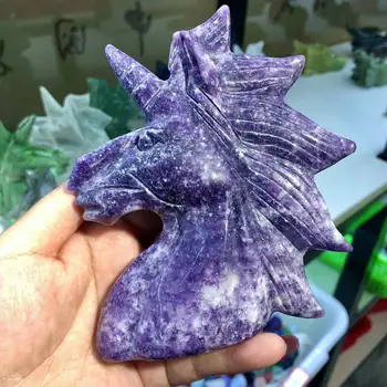 Naturale de Mare Violet mica de Cristal Unicorn Sculpturi Reiki de Vindecare de Pietre Pretioase Pentru Acasă Decorare Cadou
