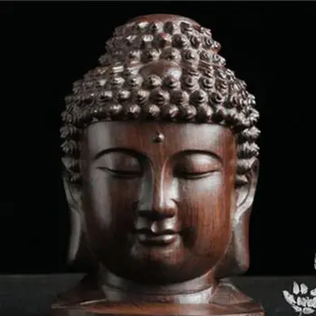 Creatie Noua Statuie A Lui Buddha Din Lemn Din Lemn Sakyamuni Tathagata Figurina Din Lemn De Mahon India Cap De Buddha Statuie Meserii Ornament Decorativ