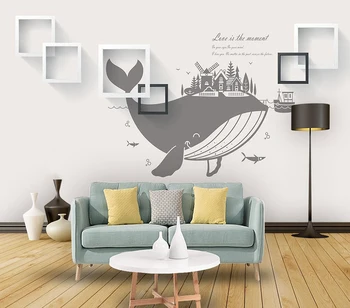 Tapet decorativ Desene animate balena de fundal pictura pe perete