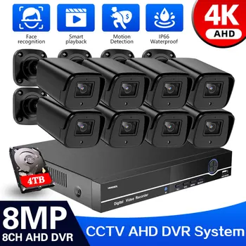 4K 8CH AHD Analogic Sistem de Supraveghere Video CCTV Kit Cu 8MP Camere de Securitate Viziune de Noapte IP66 rezistent la apă în aer liber DVR 4TB HDD