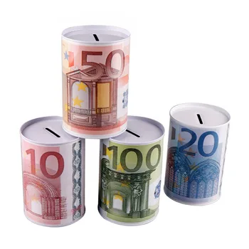 Euro Dolar Caseta De Bani În Condiții De Siguranță Cilindru Pusculita Bănci Pentru Monede De Valori Cutii De Depozitare Decorațiuni Interioare 10 20 50 100 10 Dolari