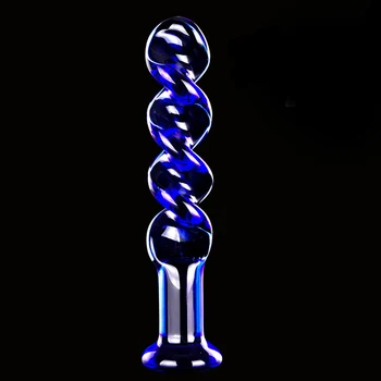 Formă de spirală Albastru de Sticlă Dildo de Cristal Anal, Dop de Fund Adult G-Spot Stimulare Clitoridiana Masaj Sex Produs pentru Femei
