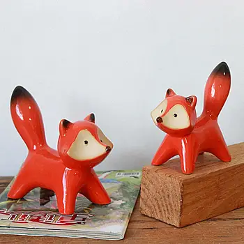 2 buc Ceramice Fox Ornament Decorative Delicate Distinctiv Linii Clare Fox Meserii Desktop Animale in Miniatura Decor de Birou Acasă