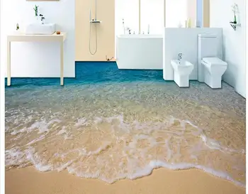 Podea 3d pictura tapet Valuri pe Plajă etaj 3D 3d tapet baie rezistent la apa 3d parchet