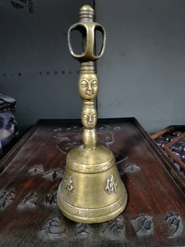 Colecția de antichități Vechi Tibet CUPRU bell statuie ,FATA, transport gratuit