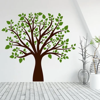 Wallstick Negru Copac cu Frunze Verzi' Autocolant de Perete Home Decor Pentru Camera de zi Design Interior Dormitor DIY picturi Murale