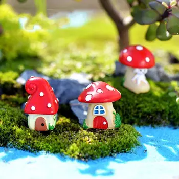 3pcs/set de Desene animate Drăguț Roșu Ciuperci Casa DIY Rășină Zână Grădină de Artizanat Decor Miniatural Micro Gnome Terariu Cadouri de Craciun