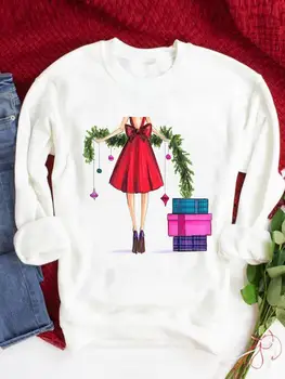 Cadou dulce Stil Minunat Drăguț pentru Femei de Imprimare de Moda Pulovere O-gât Crăciun Fericit Grafic Jachete An Nou Fericit Îmbrăcăminte