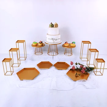Aur Tort Stand Set Prăjitură Tava De Tort De Instrumente Home Decor Masa Cu Deserturi Decorare Petrecere De Nunta De Afișare