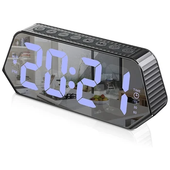 AT69 -Digital Ceas cu Alarmă Cu Ajutor de Somn de Călătorie Ceas Deșteptător Tare Ceas Deșteptător Volum Reglabil, Alarmă Oglindă Pentru Dormitor