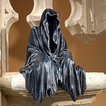 Negru Grim Reaper Statuie Palpitant Halat Nightcrawler Rășină Desktop Figurina Ornamente De Groaza Cu Fantome Sculptura Decoratiuni 1 Bucata