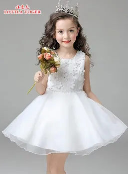 Fata de flori Rochie de Șifon Vară pentru Copii Imbracaminte pentru Copii-Rochii Pentru Fete de înaltă calitate Alb Rochie de Printesa 2-12y toddler girls
