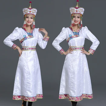 Alb Roz mongolă Costum Pentru Femei minorităților naționale de Dans Îmbrăcăminte Printesa Cosplay Dress Festivalul de Anul Nou, Cadou