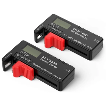 2 Bucati LCD Digital Universal Battery Tester (Model: BT - 168 PRO), Tester Baterie Volt Checker Pentru AA AAA C D 18650 9V