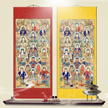 Budiste și Taoiste nemuritor picturi, tot altarul zeilor agățat picturi, temple Budiste și Taoiste temple decorate mătase