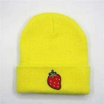 Bumbac de Fructe Capsuni Broderie Îngroșa Tricot Pălărie de Iarnă Pălărie Cald Chelioși Capac Beanie Hat pentru Barbati si Femei 177