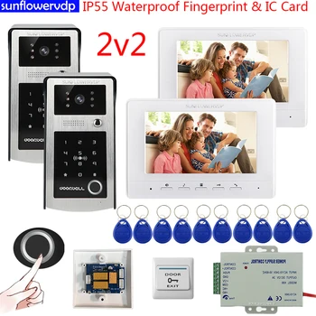 Interfon Cu Camera IP55 Impermeabil Video Interfon Amprenta IC Interfon Pentru Apartament Usa Video + Electronic de Blocare a Ușii