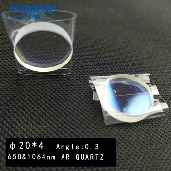 Weimeng Pană oglindă lentile cu laser φ 20*4mm Pană unghi 0,3 mm 650&1064nm AR acoperire de cuart material pentru sudare cu laser mașină