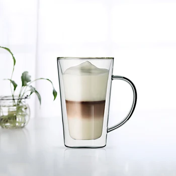 Strat dublu Anti-opărire Manual Cupe de Sticlă cu Mâner Clar Corpul Simplu Dimineață Cani de Cafea cu Lapte Suc de Cupe BL025