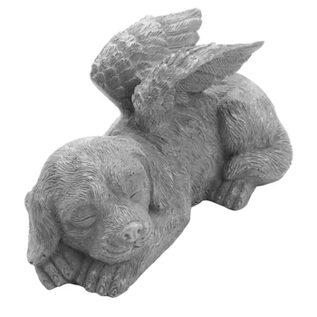 Câinele Angel Pet Memorial Tombstone Marcarea Sculptat Statuia, Rășină, Finisaj Din Piatra