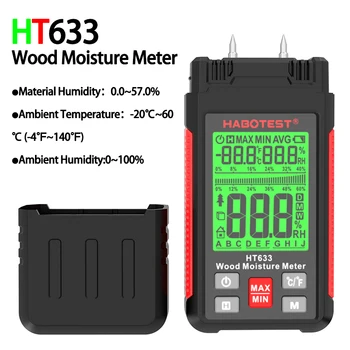 HT633 Lemn Metru de Umiditate din Lemn de Umiditate Tester de Umiditate Detector de Temperatura mediului Ambiant Umiditate LCD Display Digital cu Iluminare din spate