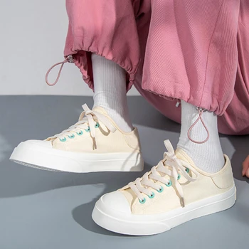 2022 Moda Pânză Pantofi de Vara pentru Femei Adidasi Casual Tulip Broderie All-meci Adidași Crema Respirabil