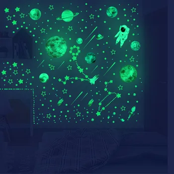 Un set de 849 luminos spațiu astronauții stele puncte luminoase autocolante de perete pentru camera copiilor decor dormitor