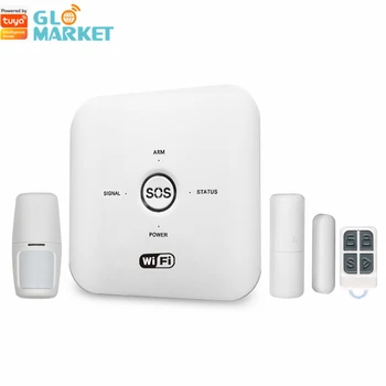 Glomarket Tuya Smart Wireless Sistem de Securitate Ușă Fereastră Senzor de Mișcare Pir Detector WiFi, GSM Sistem de Securitate Acasă