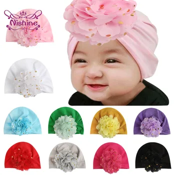 Nishine 18*12 CM Confortabil Cald Poliester Bumbac pentru Sugari Pălării de Moda de Aur Puncte de Flori Fete pentru Copii Capace Copii Accesorii de Par