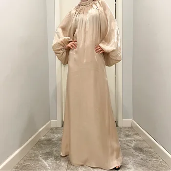 Musulmane Hijab Rochie de Abaya Dubai Turcia Strălucitoare Manșon de Puf Mătăsos arabă din Africa Rochii pentru Femei Islam Caftan Halat Femme Musulmane