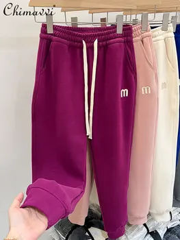 Fleece Gros Pantaloni de trening Femei 2023 Iarna Haine Noi de Moda Cordon de Proiectare Vrac Direct de Cald Pantaloni Casual Femei