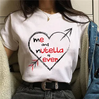 90 Grafic Rock Top Teuri de sex Feminin Nutella Vintage Moda T-shirt O de Gât Tricou Femei Tricou Femeie Harajuku