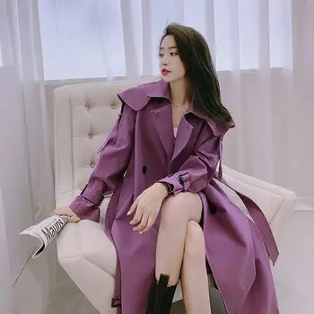 Marina Guler Violet Trenci ofițeresc Femei pe Mijlocul Lungimii 2022 Primăvara Și Toamna Noi coreean Vrac Design Modern haină Kaki H089