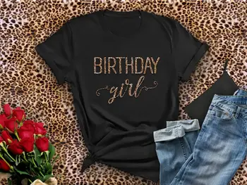 Fata de ziua de leopard fata felină cadou Personalizat fete tricou Maneca Scurta Plus Dimensiune O de Gât de sex Feminin de Îmbrăcăminte y2k