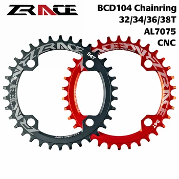 ZRACE Foi Chainwheels 32T/34T/36T/38T BCD104, Lățime Îngustă dinte AL7075 CNC pentru MTB BMX XC DHAluminum Aliaj Mtb Piese