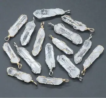Piatra naturala de Sârmă de Lichidare Neregulate Cristal de Rocă Farmece Clar Cuarț Pandantive pentru Femei Colier Bijuterii de Luare