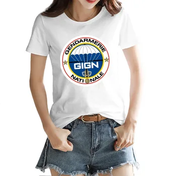 T-shirt Jandarmeriei Naționale de Intervenție în Grup, GIGN (Franța) Amuzant gât Rotund Grafic Harajuku Alb Teuri Topuri Europene Dimensiune