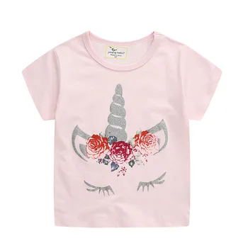 Sărituri de Metri New Sosire Vara Unicorn Fete tricouri Bumbac Vânzare Fierbinte Tee Topuri pentru Haine pentru Copii