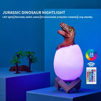 Velociraptor Dinozaur 3D Lumina Creative Desktop Lampa de Birou Reincarcabila de Noapte plina de culoare Atingere Ușoară Lumină LED-uri Velociraptor Lămpi