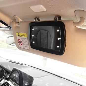 Auto Parasolar Oglindă cu LED-uri de Machiaj Soare-Umbrire Oglindă Cosmetică Clip Oglinda cu Ecran Apăsați pentru Femei