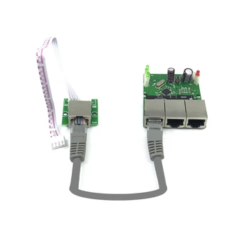 OEM de fabrica direct de mini rapid 10 / 100mbps 3-port de rețea Ethernet lan hub placa întrerupătorului de două-strat pcb 3 rj45 5V 12V cap port