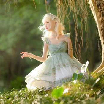 Forest Fairy ~ Dulce Printesa Lolita JSK Rochie Menta Rochie de Petrecere