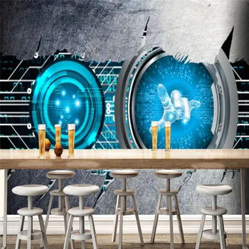 Tehnologia modernă din Oțel Crack Gaura Spațiu Imagine de Fundal Restaurant KTV Fundal tapete Murale Papel De Parede 3D